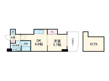 TS SQUARE天神橋(1DK/9階)の間取り写真