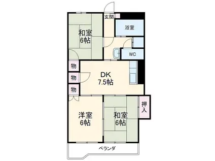 コーポ華(3DK/5階)の間取り写真