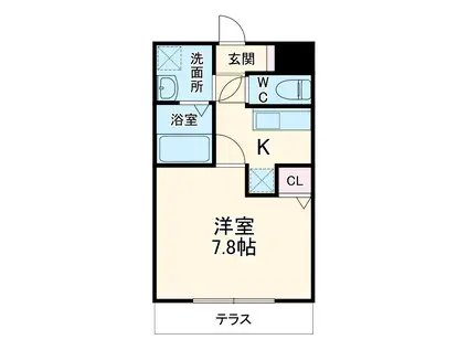 センタービレッジ北松戸(1K/2階)の間取り写真
