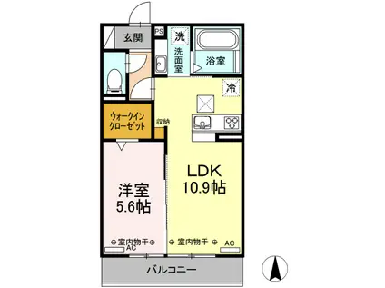 エクセル21Ⅳ(1LDK/1階)の間取り写真