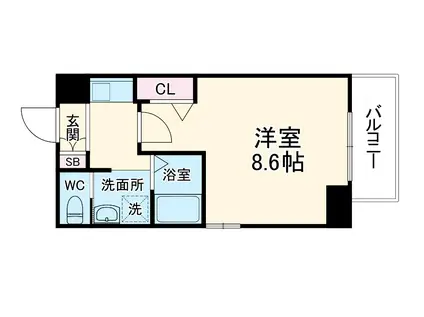 ビガーポリス300同心Ⅱ(1K/9階)の間取り写真