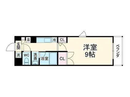 小松パラッツオ旧源蔵町(1K/2階)の間取り写真