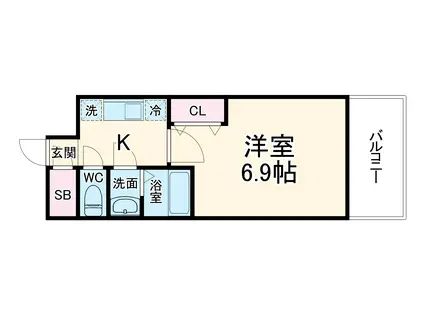 ビガーポリス417天満橋Ⅱ(1K/2階)の間取り写真