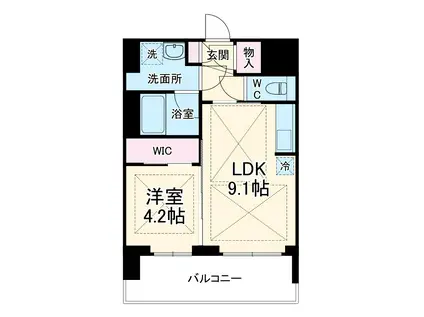 ノルデンタワー南森町プレミアム(1LDK/8階)の間取り写真
