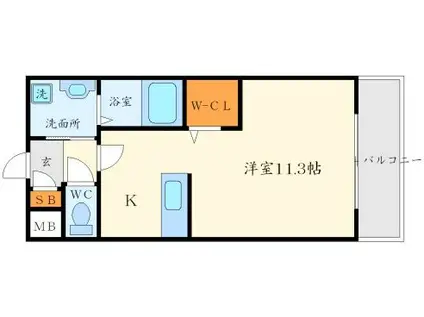へーベル小野原西(ワンルーム/3階)の間取り写真