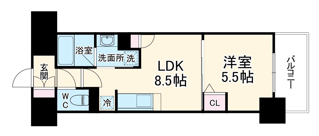 PONTE CIELO(1LDK/5階)の間取り写真
