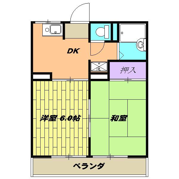 コーポ名取2(2DK/1階)の間取り写真