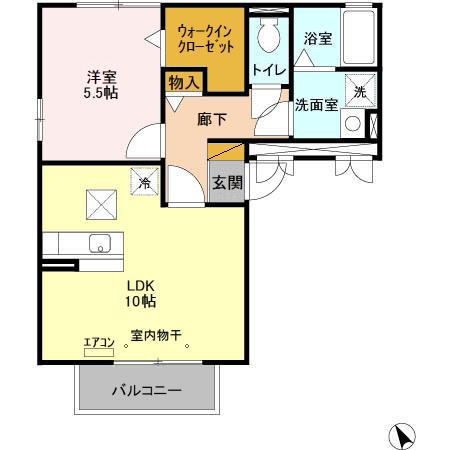 PEACE FULLY(1LDK/1階)の間取り写真