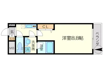 彩都シオン(1K/3階)の間取り写真