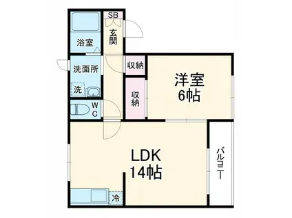 ウエストハイツB(1LDK/2階)の間取り写真