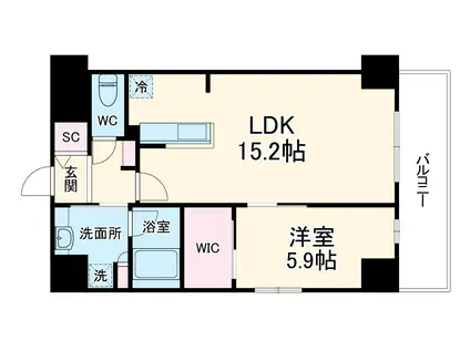 レジデンス富貴屋(1LDK/6階)の間取り写真