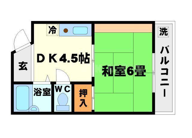 アートアベニュー箕面おのはら(1DK/1階)の間取り写真
