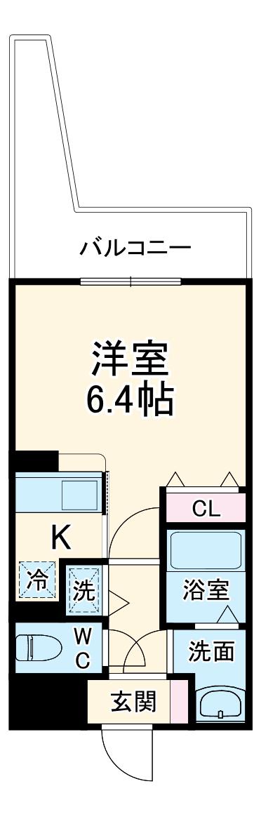 レジディア天神橋(1K/3階)の間取り写真