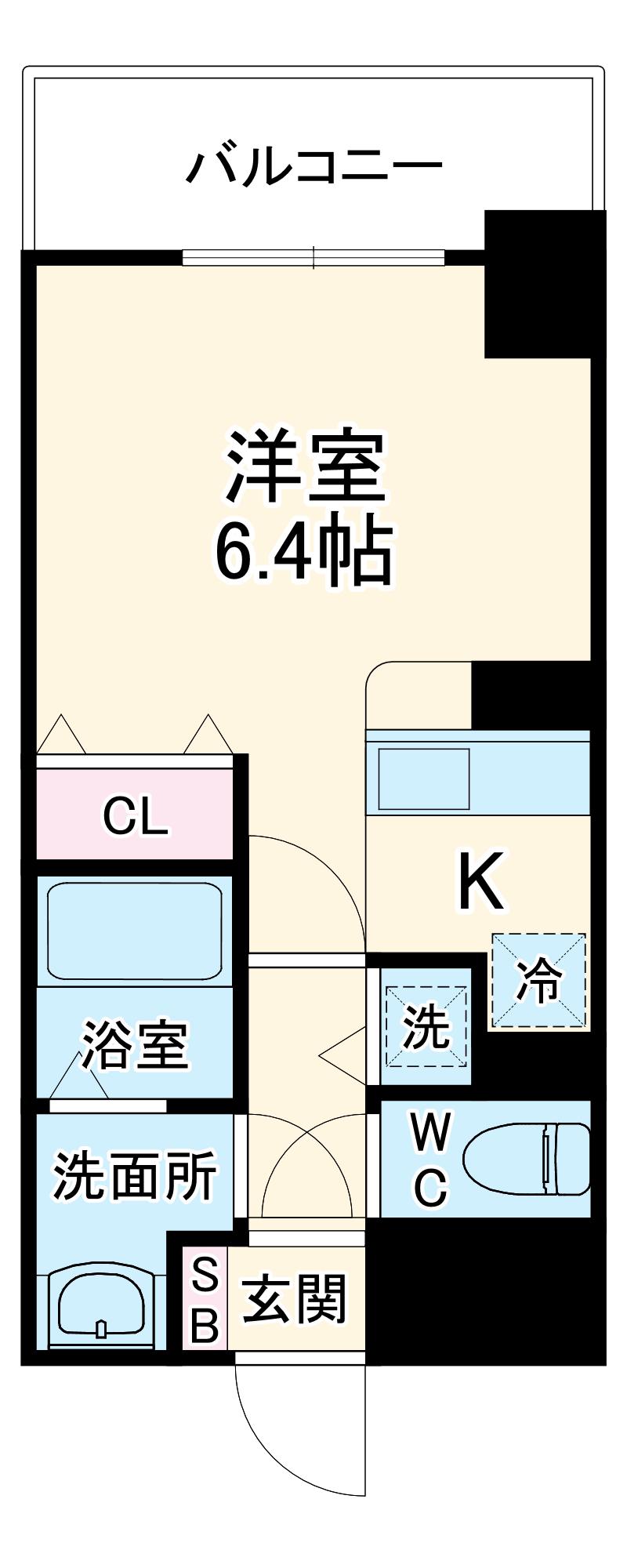 レジディア天神橋(ワンルーム/6階)の間取り写真