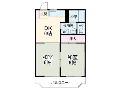 CASTLEスリーエースⅠ(2DK/4階)の間取り写真
