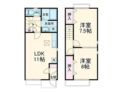 Ｒａｐｐｏｒｔ白水(2LDK)の間取り写真