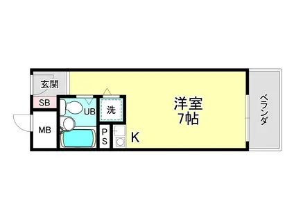 美穂ヶ丘サカタハイツ(ワンルーム/5階)の間取り写真