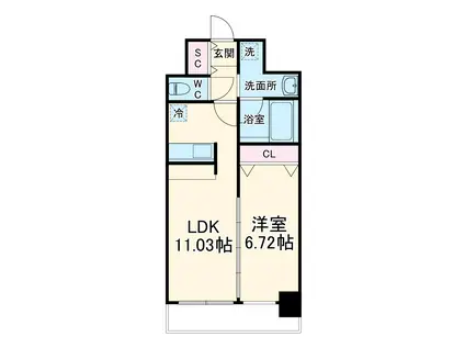 LA DOUCEUR天満(1LDK/13階)の間取り写真