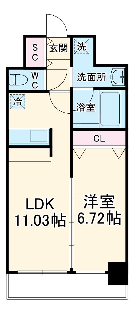 LA DOUCEUR天満(1LDK/12階)の間取り写真