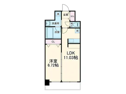 LA DOUCEUR天満(1LDK/3階)の間取り写真