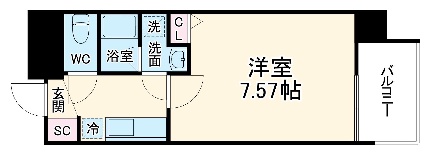 METROSA南森町(1K/9階)の間取り写真