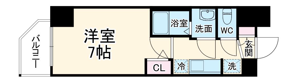 ビガーポリス400ヴァンヴェール天神橋(1K/10階)の間取り写真