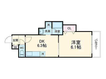 CLAIRTOWER(1DK/3階)の間取り写真