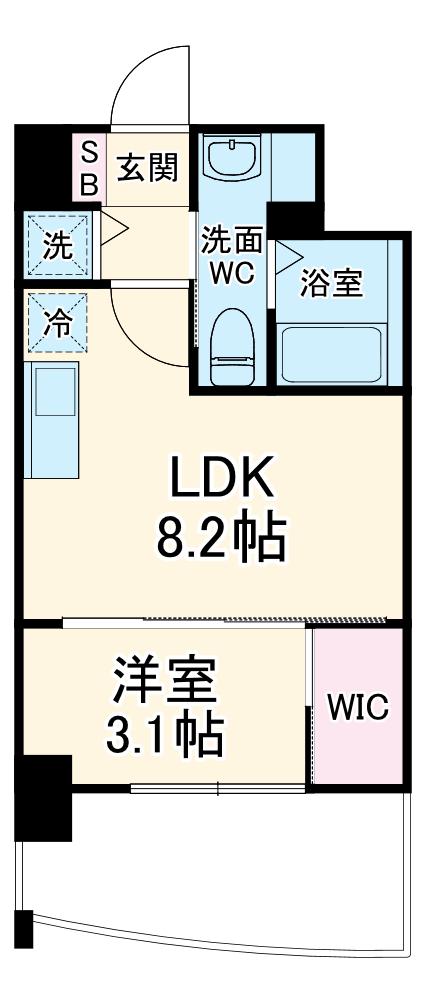 ARISTO扇町(1LDK/4階)の間取り写真