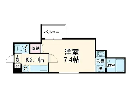 ラクール天神橋(1K/2階)の間取り写真