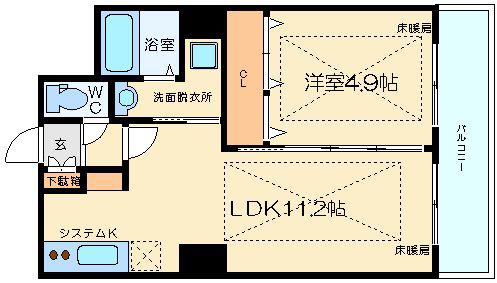 ノルデンタワー新大阪プレミアム(1LDK/19階)の間取り写真