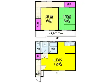 プロス・ペールＡ(2LDK)の間取り写真