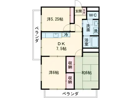 アリエス台町(3DK/2階)の間取り写真