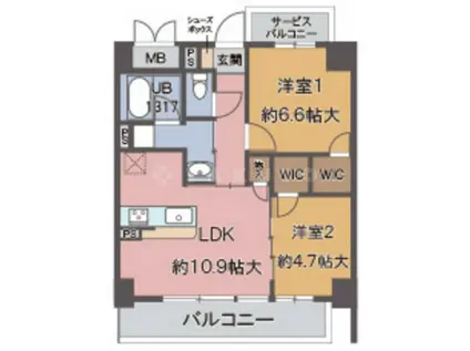 エスペランサ海老江(2LDK/2階)の間取り写真