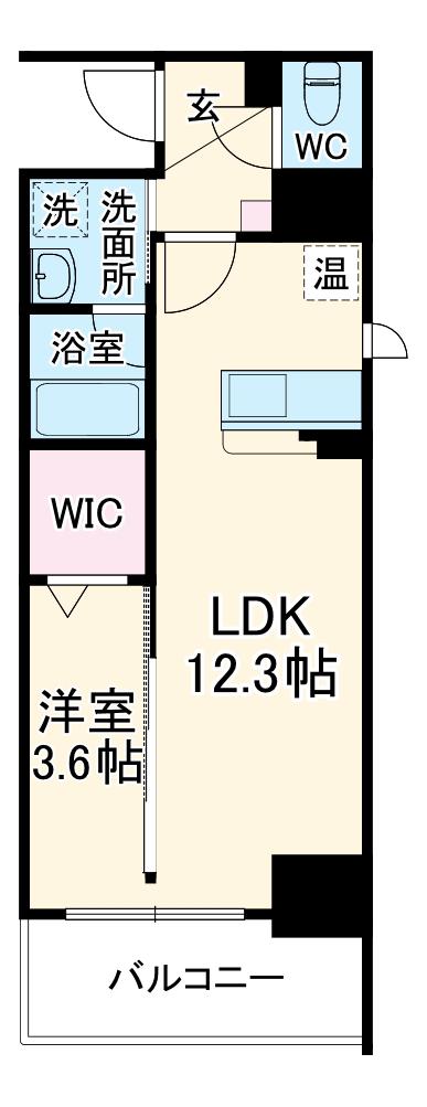 ソシオ心斎橋(1LDK/2階)の間取り写真