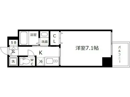 アール大阪グランデ(1K/2階)の間取り写真