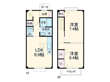 ファミールゆう(2LDK)の間取り写真