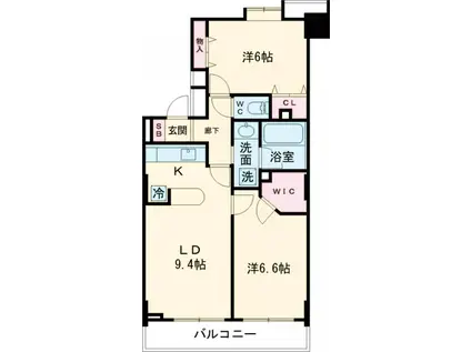 ライオンズステーションタワー松戸(2LDK/9階)の間取り写真