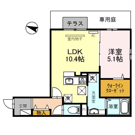 阪急電鉄宝塚線 岡町駅 徒歩18分 3階建 築12年(1LDK/1階)の間取り写真