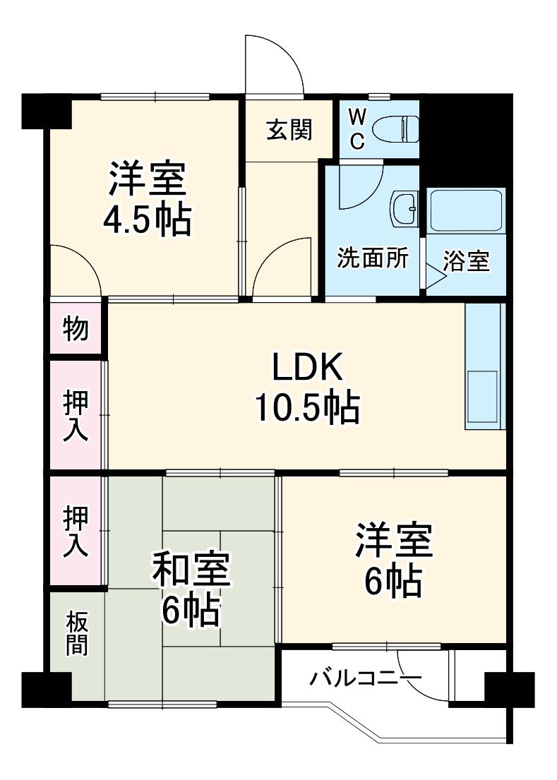 千里南町第一次A3棟(3LDK/10階)の間取り写真