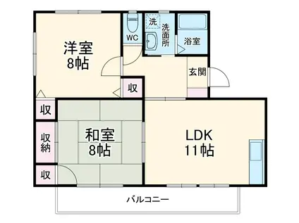 カーサコンフォートⅡ(2LDK/1階)の間取り写真