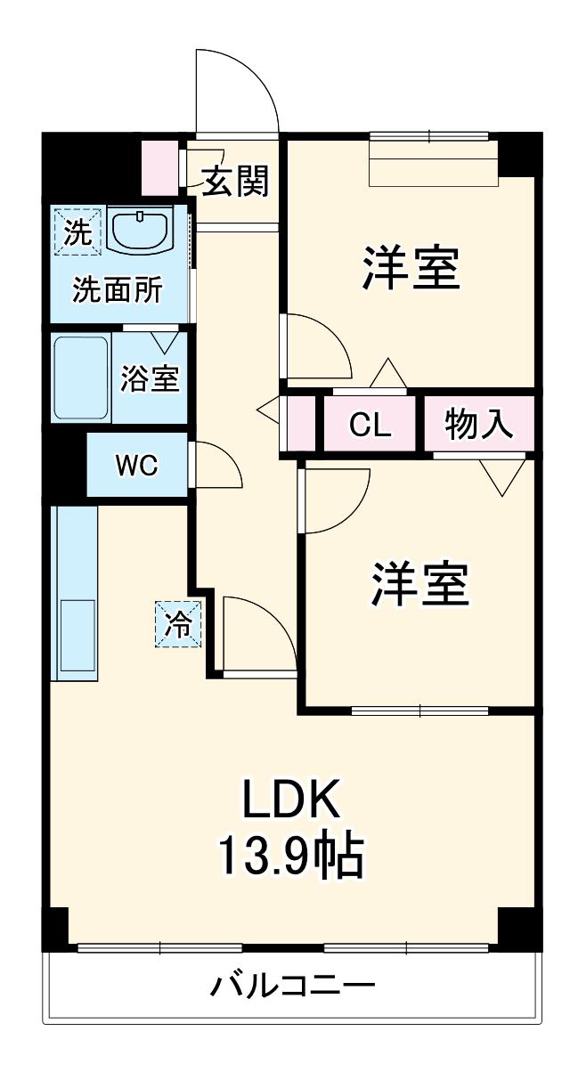 スリーウエル(2LDK/3階)の間取り写真
