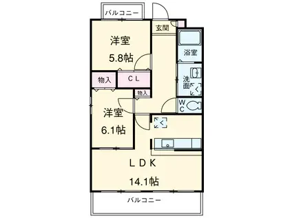 スリーウエル(2LDK/3階)の間取り写真