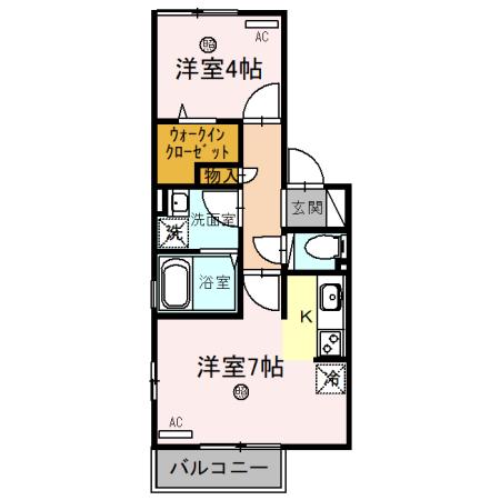 長興寺コーポ(1DK/2階)の間取り写真