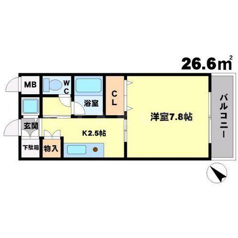 トップヒル千里山(1K/3階)の間取り写真