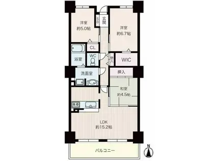 リバーカントリーガーデン京橋(3LDK/22階)の間取り写真