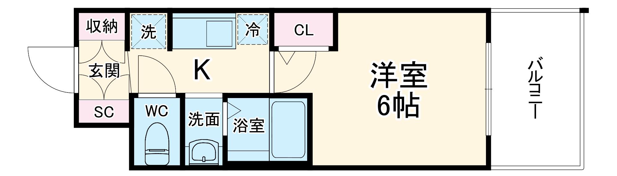 エステムコート大阪ウエストⅡ(1K/2階)の間取り写真