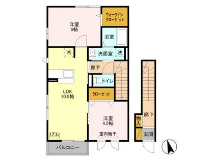 ボヌール新松戸A棟(2LDK/2階)の間取り写真