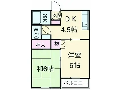 グリーンパレスⅠ(2DK/2階)の間取り写真