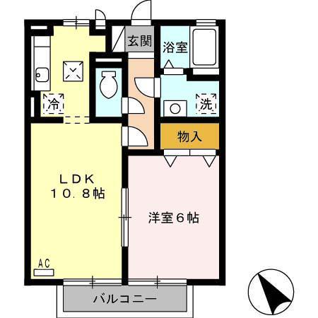 ソレイユ長沢Ⅰ(1LDK/1階)の間取り写真