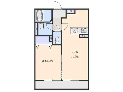 グランドソレーユ(1LDK/1階)の間取り写真